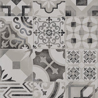 Castelvetro Cementine Mix Soggetti Bianco e Nero, decoro geometrico