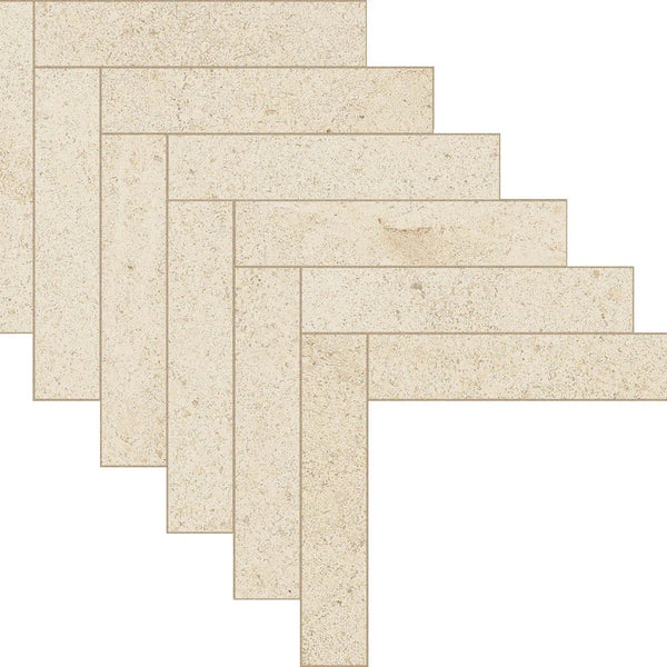 Florim Biotech Herringbone Crema Stone — composizione spina ufficiale 1920×1920