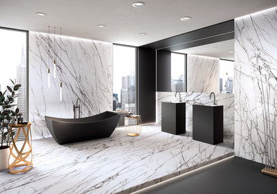 Bagno contemporaneo rivestito in effetto marmo Tagina Lilac