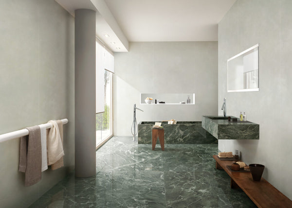 Marazzi Grande Marble Look Verde Aver – pavimento e arredo effetto marmo in bagno