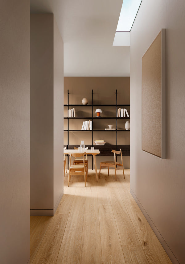 Marazzi Oltre Sand – pavimento effetto legno in ingresso